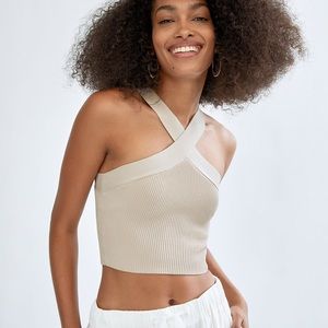 Aritzia Babaton Sculpt Knit Criss Cross Cropped Tank S